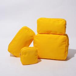 Stock RTS S M L XL Bright Yellow Quality Travel Waterproof Toiletry Organizer Portable Pencil Case For Girls Nylon Pouch Zipper