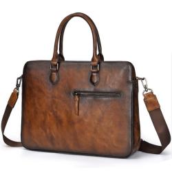 Custom 2024 Vegetable Tanned Genuine Leather Mens Bag Low MOQ Retro Briefcases Bags For Men