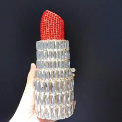 2023 New lipstick diamond evening bag Europe and America Banquet party full of diamonds lipstick women's bag