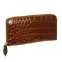 Fashion women hand purse luxury crocodile embossed pattern pu leather rfid blocking wallet purse bag for travel