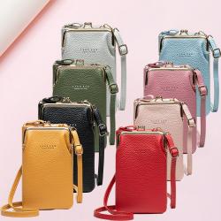 New Fashion Ladies Single Shoulder Crossbody Bag Pu Zipper Litchi Print Mobile Phone Bag Korean Multi-functional Mini Bag