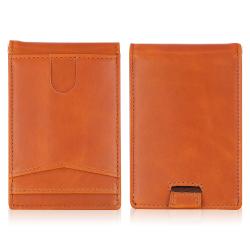 Custom Leather money cilp Slim Leather Wallet Large Bifold Mens Wallet RFID Blocking with ID Windows Credit Card Holder