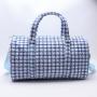Customizable Women Men Blue Tweed Gym Sports Handbag Custom Logo Design Weekender Duffel Classic Carry On Travel  Duffle Bag