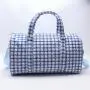 Customizable Women Men Blue Tweed Gym Sports Handbag Custom Logo Design Weekender Duffel Classic Carry On Travel  Duffle Bag