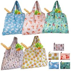 Factory Direct Supply Reusable Expandable Grocery Bags Printed Heavy Duty Foldable Shopping Tote Bags