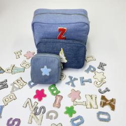 Factory Custom Blue Jeans Makeup Bags 4 Size Light Blue Navy Zipper Pouches Cute Cosmetic Bag Denim Makeup Pouch Jean Bag
