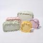 RTS Stock Polyester Custom Glitter Patches Personalized Gingham Women Lady Ruffle Travel Toiletry Storage Makeup Cosmetic Bag