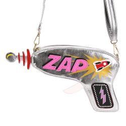 Fashion creative spoof fun Lightning letter reflective bright face pistol women's PU crossbody bag