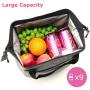 Grey Lunch Bag Insulated Lunch Box Wide-Open Lunch Tote Bag Large Drinks Holder Durable Nylon Thermal Snacks