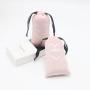 Custom Silver Logo Drawstring Velvet Dust Jewelry Pouch Bag Pink Cosmetic Makeup Gift Packaging Velvet Bag