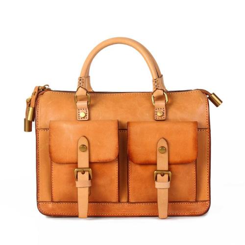 2024 Customized Unisex High Quality Vegetable Tanned Genuine Leather Bag Handbag