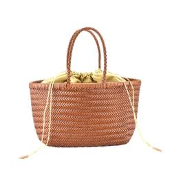 2024 Luxury Handmade Woven Genuine Leather Tote Bag Handbag For Women With Pouch