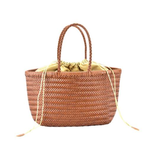 2024 Luxury Handmade Woven Genuine Leather Tote Bag Handbag For Women With Pouch