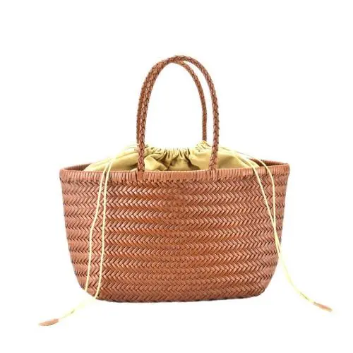 2024 Luxury Handmade Woven Genuine Leather Tote Bag Handbag For Women With Pouch