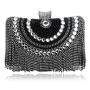 New Fashion Woman Evening Handbag Soft Handle Diamond Smash Tassel Dinner Bag Mental Synthetic Leather Elegent Dress Pillow Bag