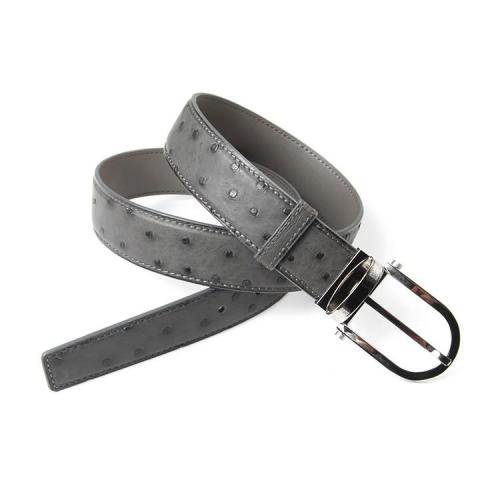 ODM Custom Logo and Color Design High Quality Real Ostrich Skin Business Office Belt Luxury Belt With Buckle For Gentlemen