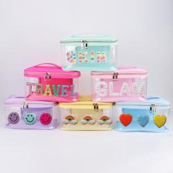 Wholesale Portable Clear PVC Toiletry Bag Custom Transparent Cosmetic Bag Women Organizer Make Up Bag