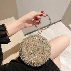 sac tendance 2024 Fashion women sparkly bling bling shiny purse rhinestone ball shape clutch bag for party wedding banquet