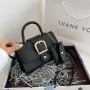 Summer New Style Candy Color Pu Small Square Bag Simple Retro Fashion Handbag High Quality Personality Lock  Single Shoulder Bag
