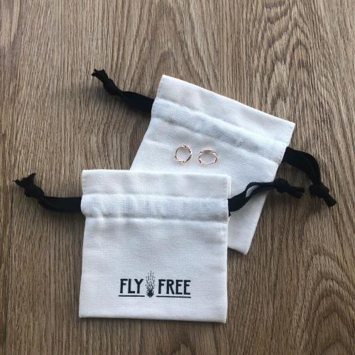 8x8cm Cotton Canvas Jewelry Packaging Bag Jewelry Pouch with Custom logo