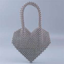 Custom black Heart Beaded acrylic resin bag 2024  Private Label Handmade Women's Dinner Handbag Low MOQ Custom Luxury Pearl Bag