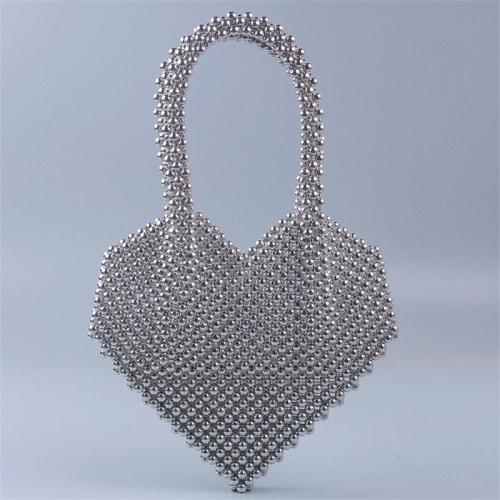Custom black Heart Beaded acrylic resin bag 2024  Private Label Handmade Women's Dinner Handbag Low MOQ Custom Luxury Pearl Bag