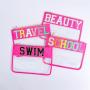 Keymay Custom Letter Clear Toiletry Bag Transparent Nylon Zipper Pouch Chenille Letter Patches Makeup Bag PVC Cosmetic Bag
