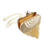 Hot sale gold rhinestone tassel pearl bag handbag metal chain shoulder clutch evening bags for wholesale