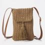 ZWY327 New Solid Color Ladies Tassel Straw Bag Braided Eco-Friendly Fashion Crossbody Shoulder Bag Wholesale Mini Cell Phone Bag