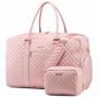 LOVEVOOK Quilted Gym Duffel Bag with Toiletry Bag Yoga Fitness Travel Duffle with Shoe Compartment New Weekender Overnignt Bags