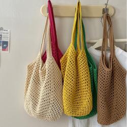 Big Casual Beach Bags for Women Summer Cotton Mesh Woven Tote Bag Shoulder Handbags Large Beach Bag for Women for Holiday