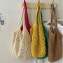 Big Casual Beach Bags for Women Summer Cotton Mesh Woven Tote Bag Shoulder Handbags Large Beach Bag for Women for Holiday