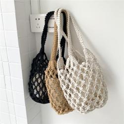 low price drop shipping Hot Selling Hollow-out Straw Bag Large Capacity Beach Bag Leisure Woven Bucket Bag For Women