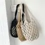 low price drop shipping Hot Selling Hollow-out Straw Bag Large Capacity Beach Bag Leisure Woven Bucket Bag For Women