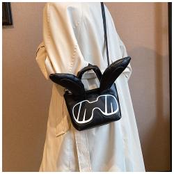New mini print color contrast niche design pu female bag rabbit Tote bag