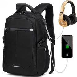 HR591 Unisex Laptop Backpack Fashion Trendy USB Charge Port Polyester Business Custom College School Bag Travel Camera Backpack