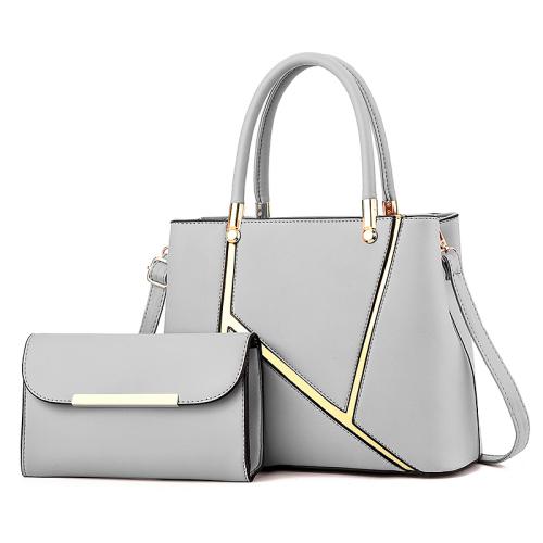High Quality 2-Piece Set Women's Pu Leather Handbag Custom Logo Clutch Purse and Tote Bag for Ladies
