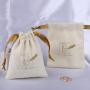 10*12 Cm 8 Oz Canvas Drawstring Makeup Cosmetic Pouch Soft Beige Cotton Dust Jewely Gift Bag
