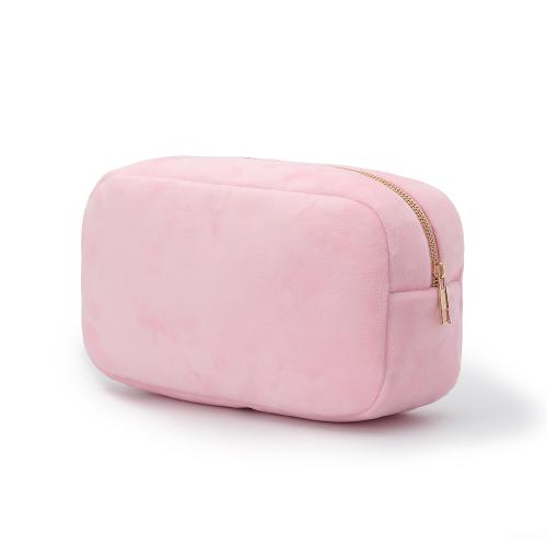 Wholesale Custom Soft Terry Cloth Cosmetic Bag Women Pink Makeup Bags Travel Pouch Bag Cosmetic With Zipper