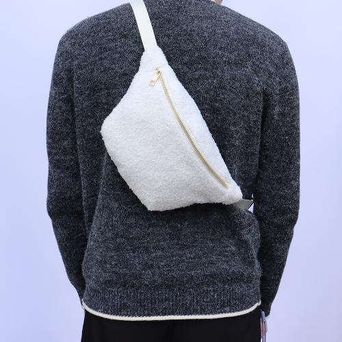 keymay NO MOQ Men Women Winter Travel Sports Crossbody Waist Bag Bum Bag Fleece Teddy Fanny Pack