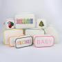 Keymay Custom Personalized Embroidery Letter Cosmetic Bag Travel Organizer Zipper Pouch Canvas Makeup Bag