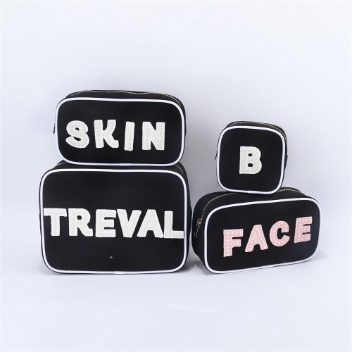 Keymay New Design Multi-color Personalized Letter Patches Canvas Makeup Bag Canvas Cosmetic Bag with Zipper Canvas Pouch Bag