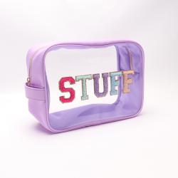 Custom Logo Women Clear Big Makeup Pouches Travel Clear Toiletry Bags Zipper Closed Transparent PVC Cosmetic Bag