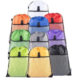 Gelory Waterproof Zipper Gym Sport Fitness Bag Foldable Backpack Drawstring Shop Pocket Hiking Camping Pouch Drawstring Backpack
