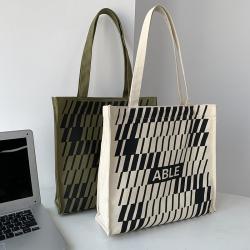New Arrivals Vintage Simple Stylish Stitching Color Handbags Large-capacity Canvas Bag For Women Girls Students