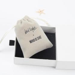 Recyclable Screen Printing Velvet Jewelry Drawstring Bag Beige Velvet Gift Pouch