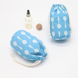 Custom Full Printing Round Bottom Cotton Gift Drawstring Gift Tableware Storage Bag Dust Cotton Packaging Pouch