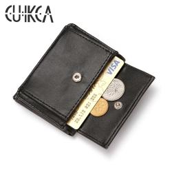 CUIKCA HF017 New Fashion PU Leather Men Wallets Short Design Purse Button Coins Case Business ID & Card Holders Credit Card Case
