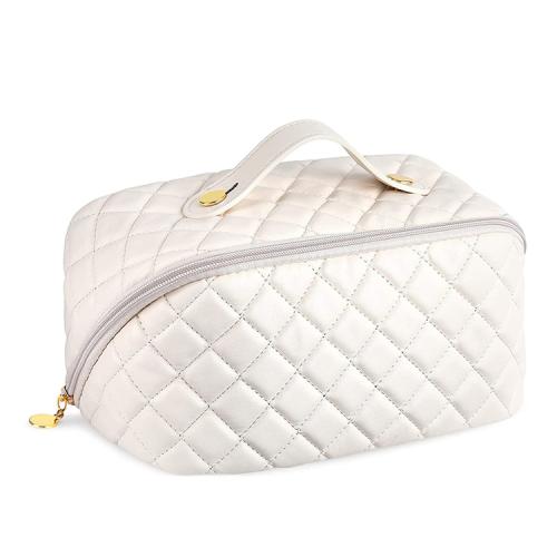 Multifunctional Storage Waterproof Portable Pu Leather Makeup Organizer Bag With Dividers And Handle