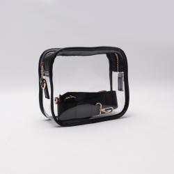 Custom Promotional Waterproof Portable Approved Clear Stadium Bag Black Crossbody Purse Bag Women Messenger Bag